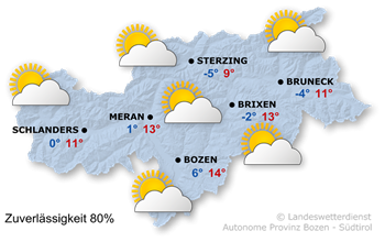 Wetter in Südtirol Vorhersage für heute, den 21.02.2024